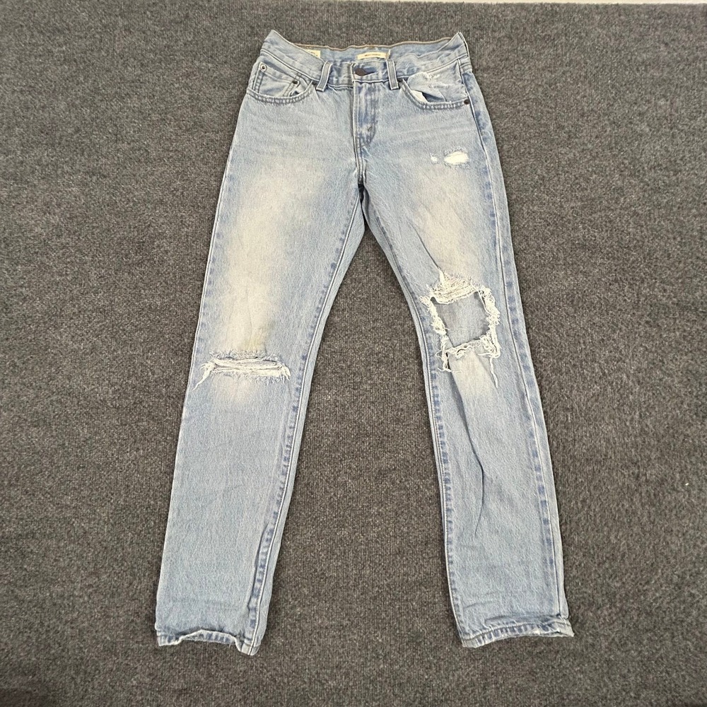 Levi's Jeans Womens Size 25 Blue Middy Straight Distressed Light Wash Denim